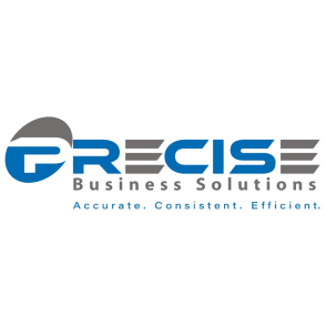 Precise Business Solutions logo featuring the brand name in blue and gray, representing IT support services for businesses in Houston, TX.